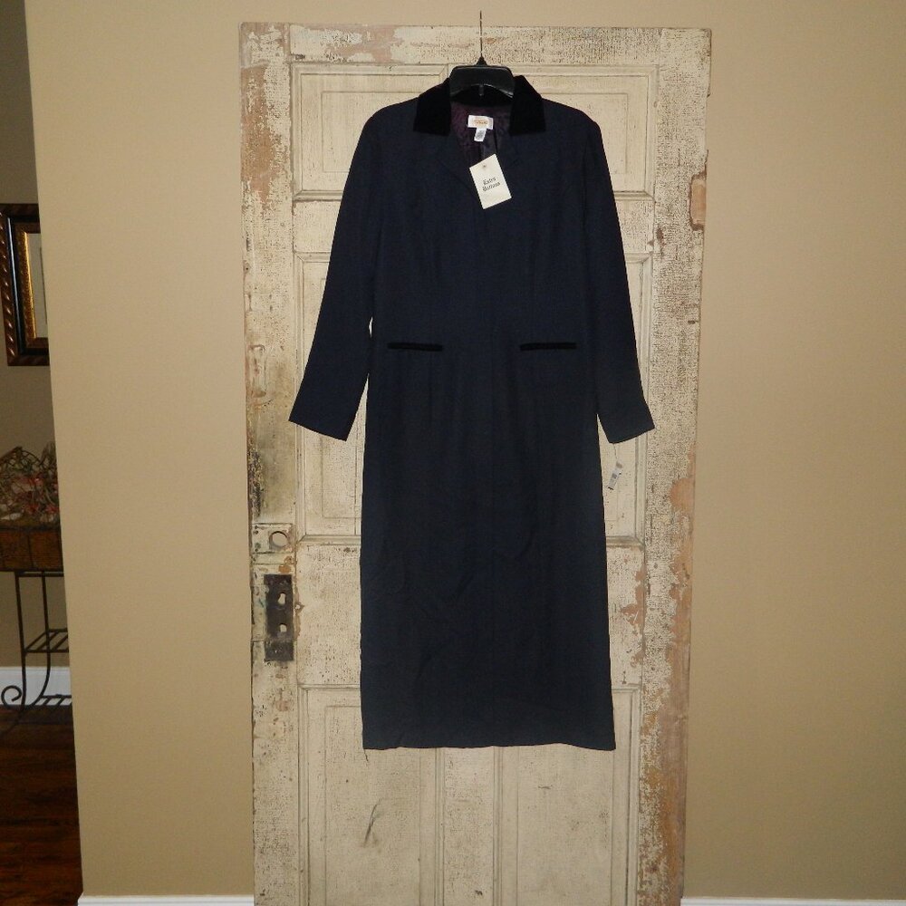 Vintage Talbots Velvet Accent Coat Dress Size 12 (SS-32)